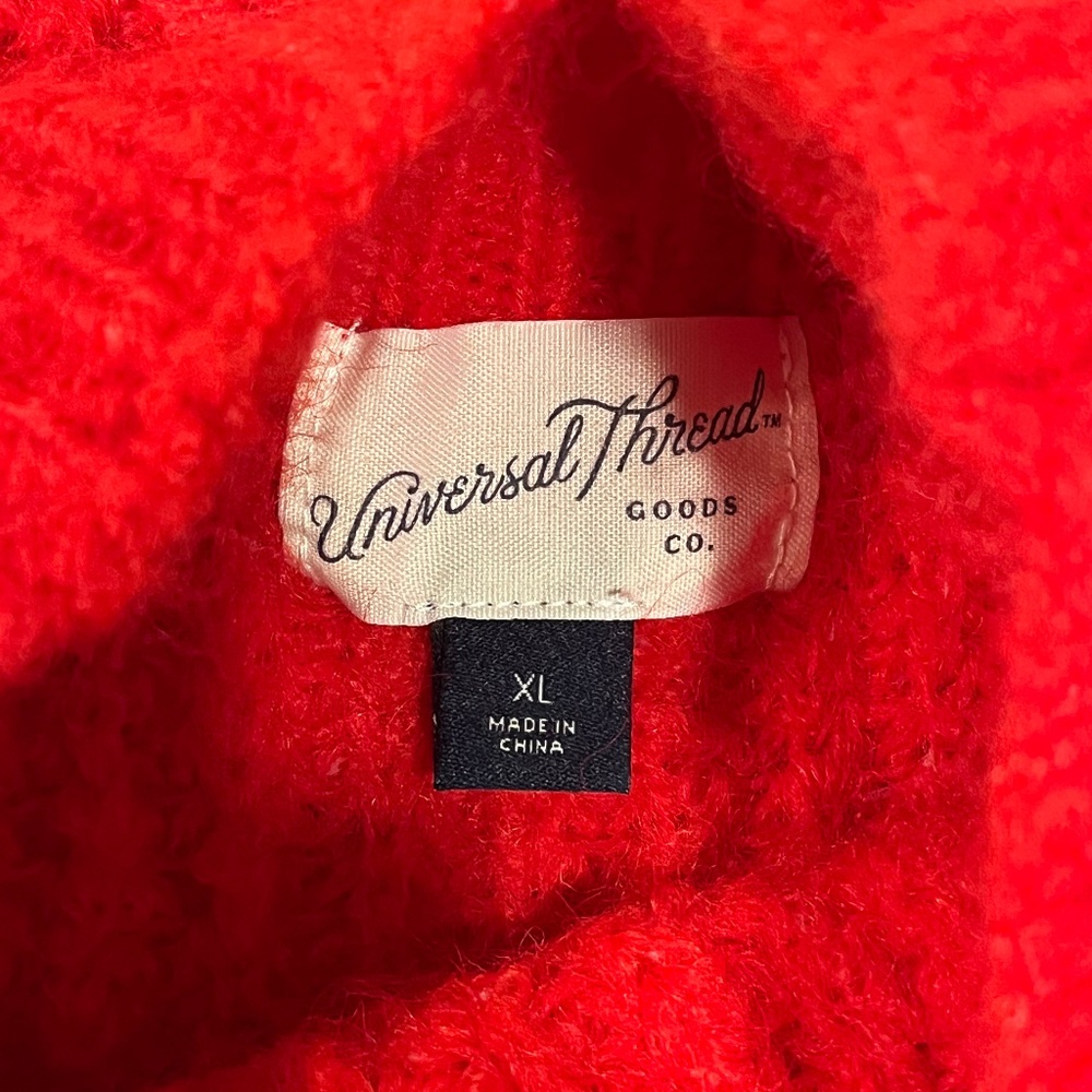 Universal Thread Red Fuzzy Knit Pullover Mockneck… - image 6